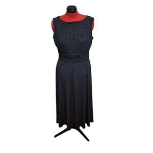 Jessica Howard flowy polkadot strapless long dress, bateau neckline, size 16